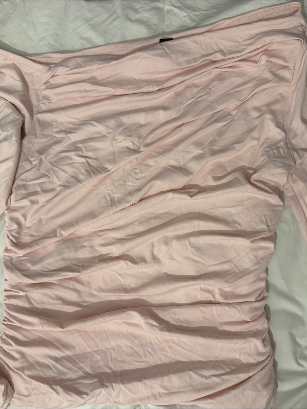 Windsor Pale Pink Ruched Off-Shoulder Crop Top